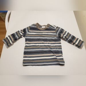 Mexx 12-18 Month Blue, Navy & Tan Striped Long Sleeve Tee